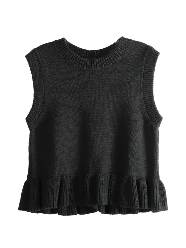 Cecilie Bahnsen Ruffled Sleeveless Top | Black | FARFETCH