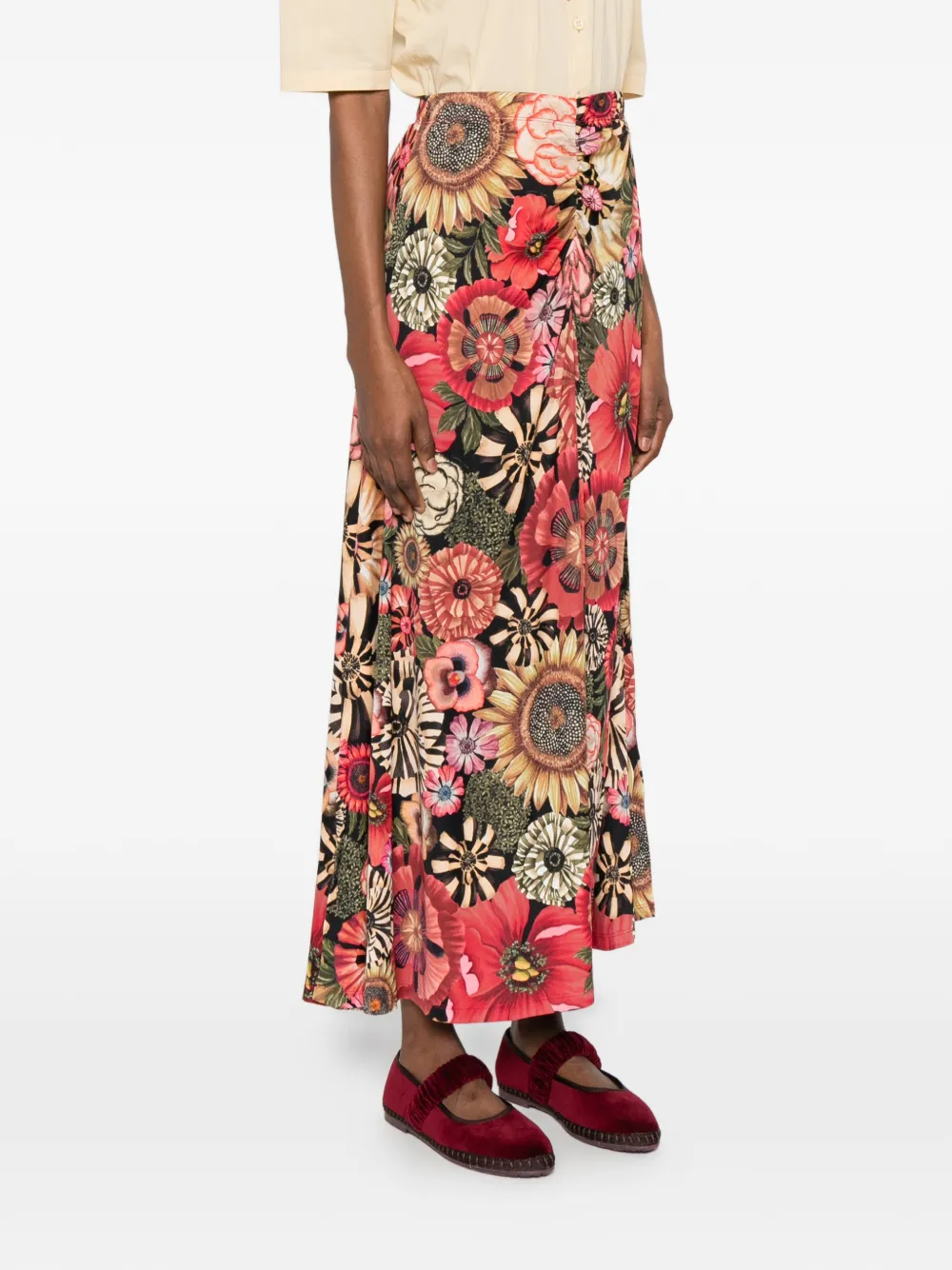  Farm Rio Flowershop Maxi Skirt - Red 