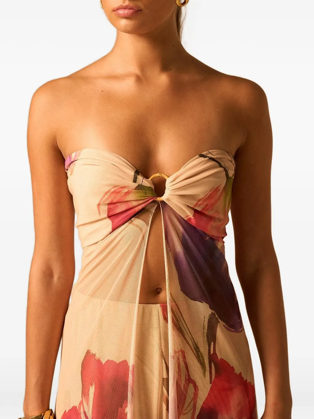  Jbq Coast Floral-print Top - Neutrals 