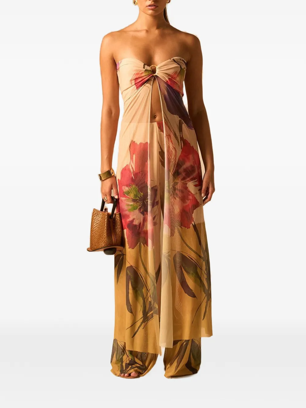  Jbq Coast Floral-print Top - Neutrals 