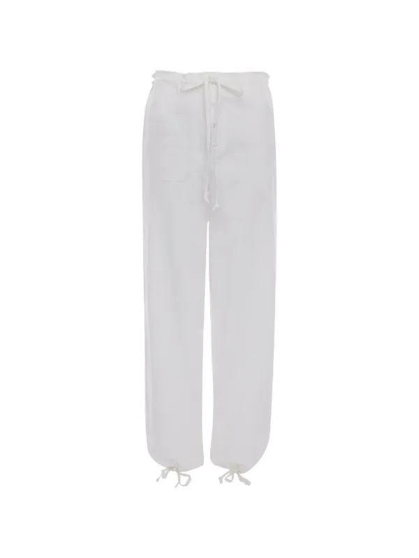 Victoria Beckham Drawstrings Straight Trousers in White