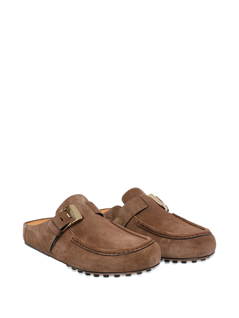 Tod's buckle-detail gommini suede mules Bruin