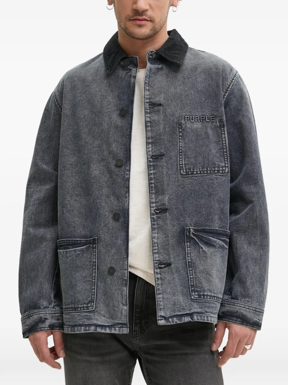 Purple Brand corduroy-detail buttoned jacket - Blu