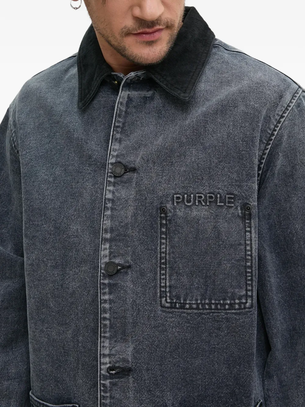 Purple Brand Jack met ribfluwelen detail en knopen Blauw