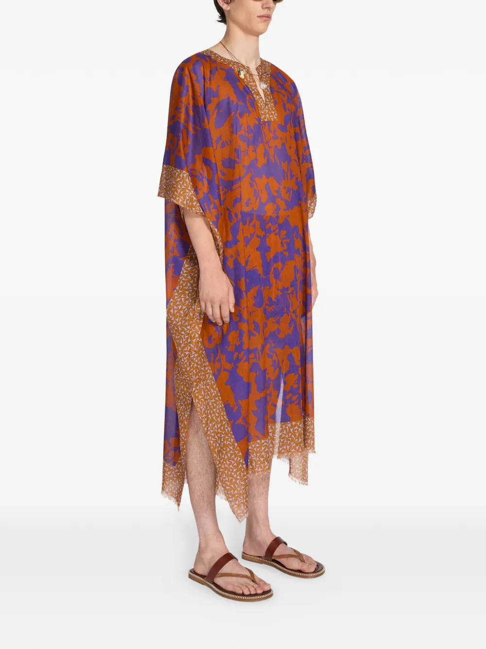  Dries Van Noten Printed Kaftan - Orange 