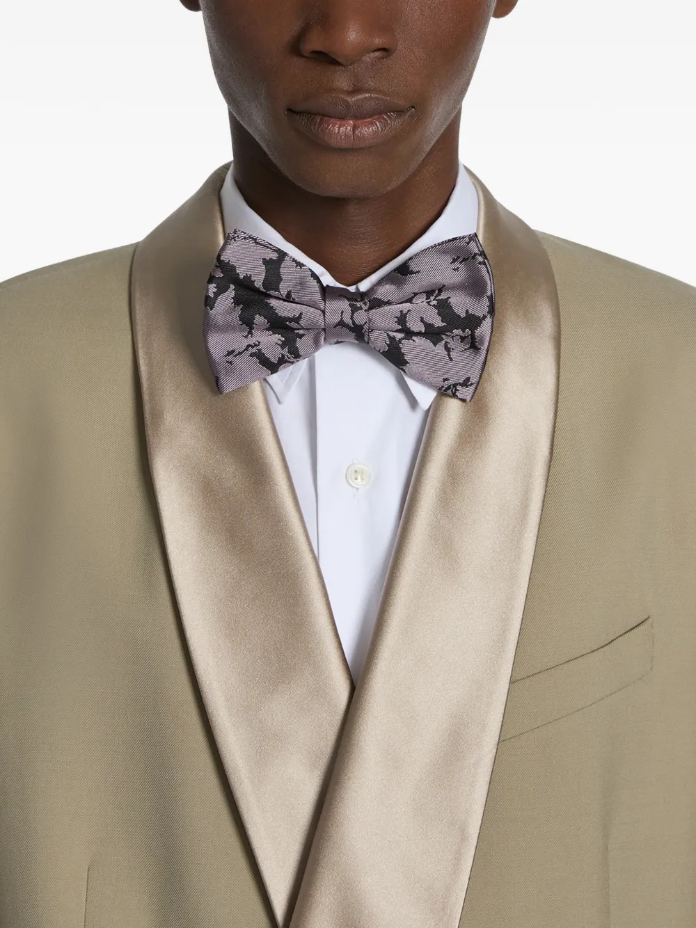  Dries Van Noten Patterned Silk Bow Tie - Purple 