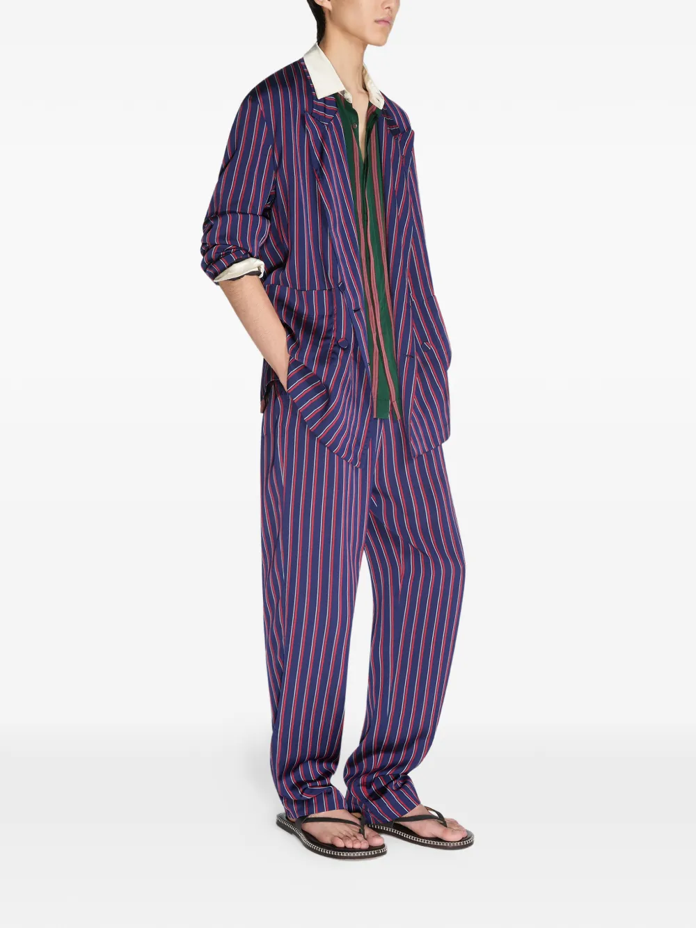  Dries Van Noten Striped Blazer - Blue 