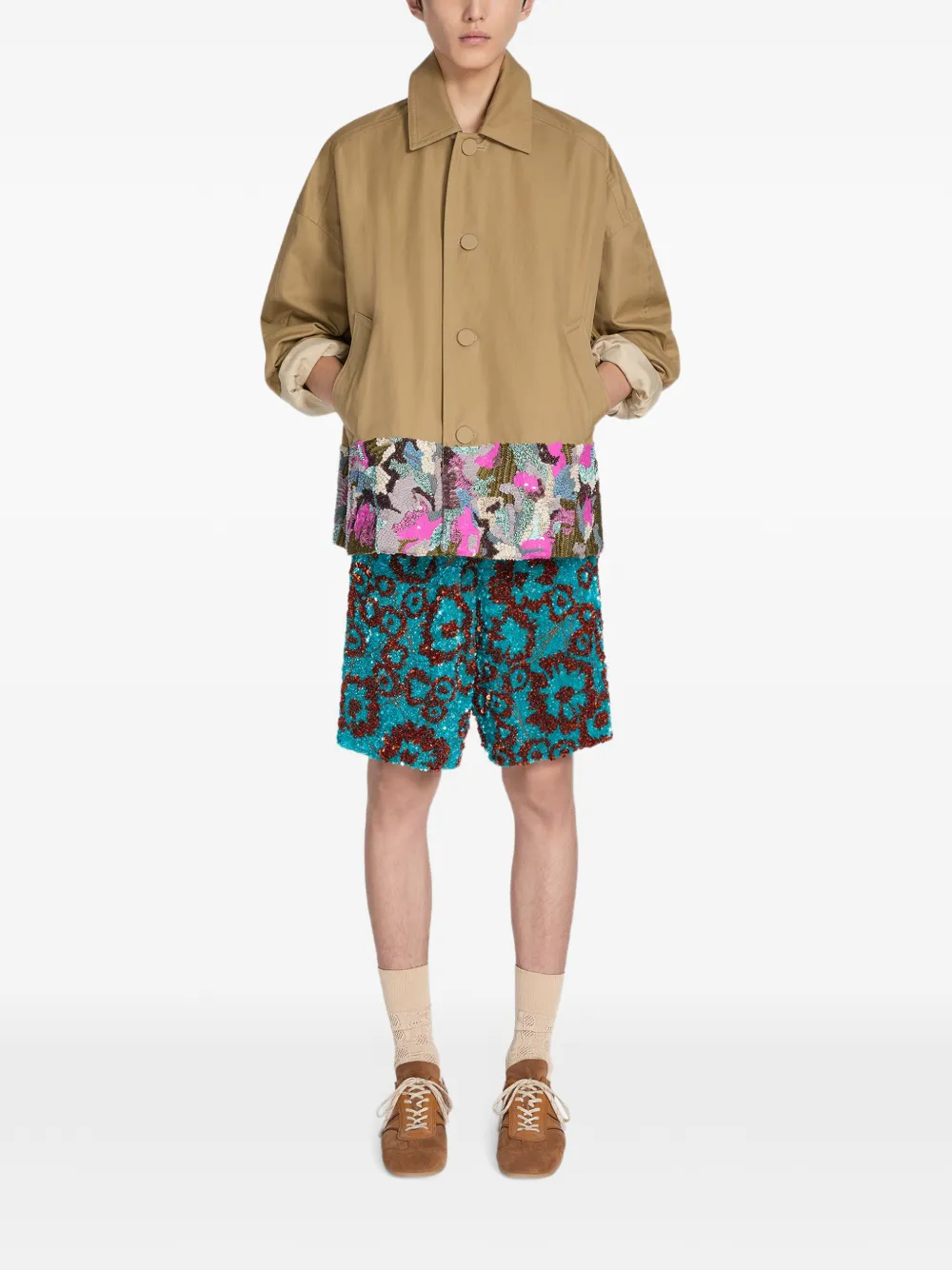 DRIES VAN NOTEN Sneakers met suède vlakken Bruin