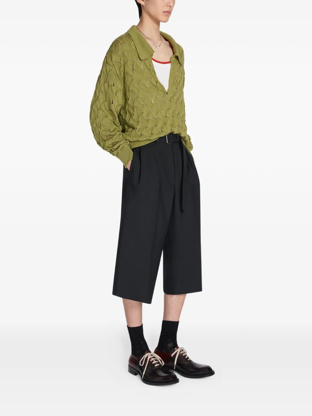  Dries Van Noten Polo-collar Sweater - Green 