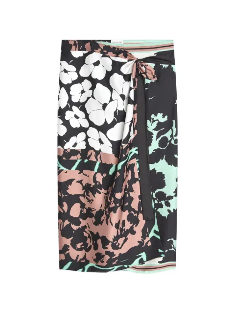 DRIES VAN NOTEN falda cruzada con estampado floral