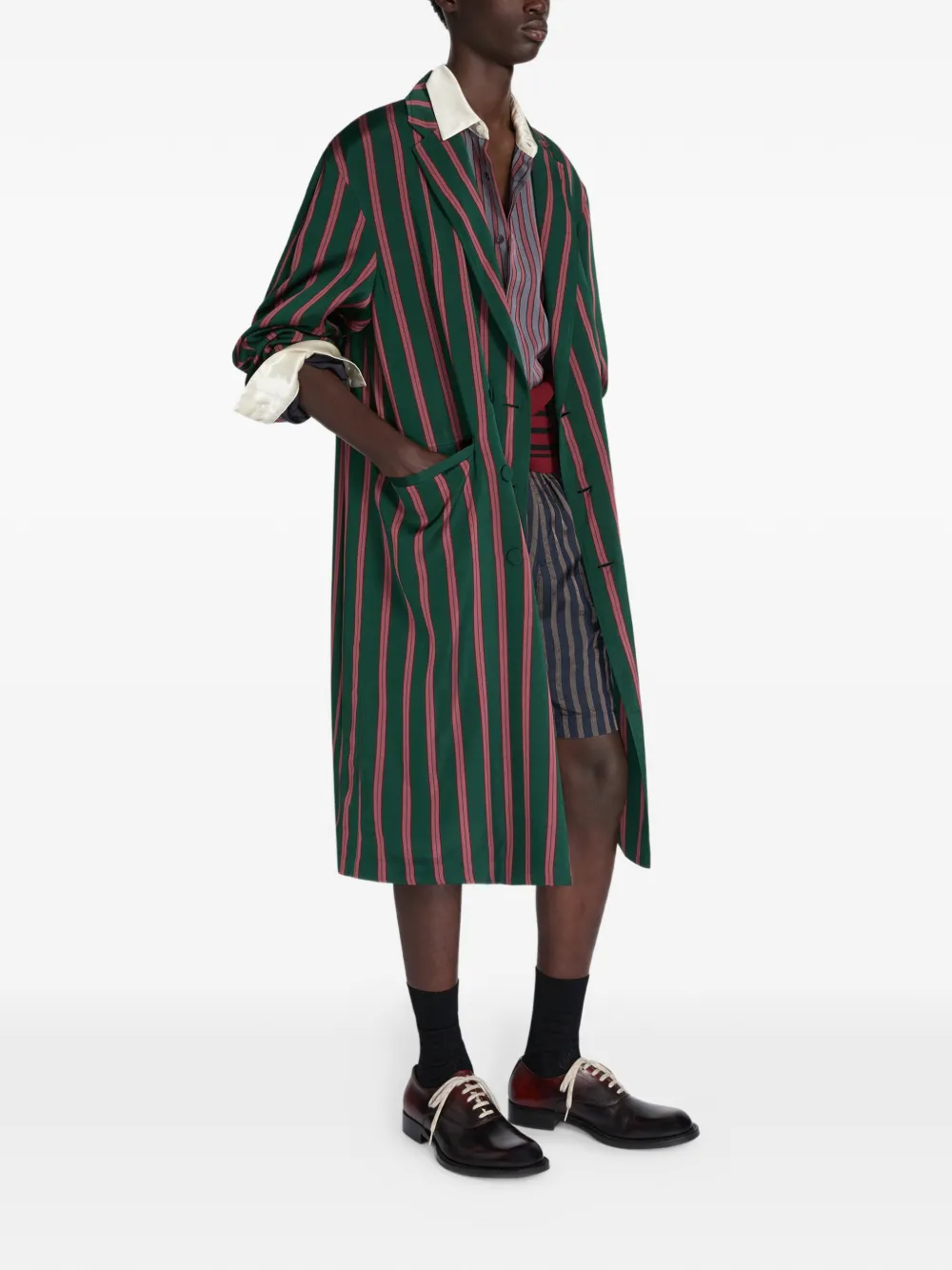  Dries Van Noten Striped Coat - Green 