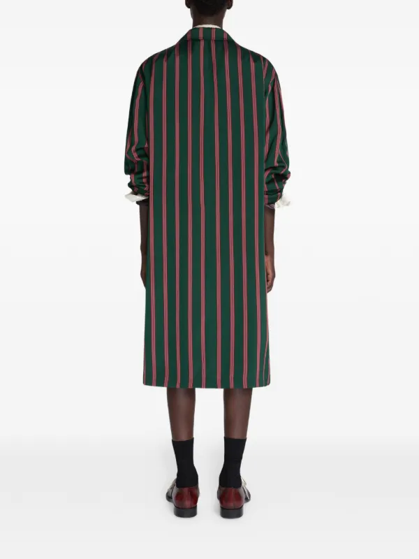 DRIES VAN NOTEN Striped Coat | Green | FARFETCH