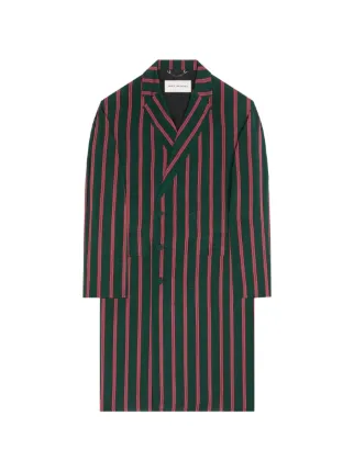 【DRIES VAN NOTEN】Stripe Chester Coat DRIES VAN NOTEN Striped Coat | Green | FARFETCH