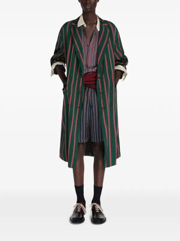 【DRIES VAN NOTEN】Stripe Chester Coat DRIES VAN NOTEN Striped Coat | Green | FARFETCH