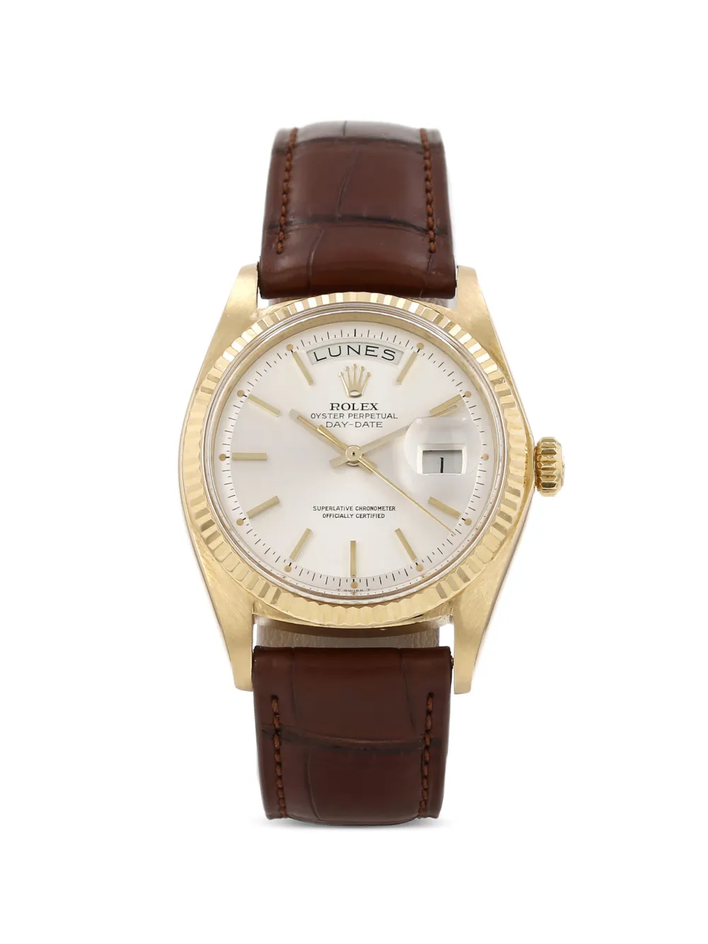 Rolex 1972s 36mm Day-Date striated bezel watch - Marrone