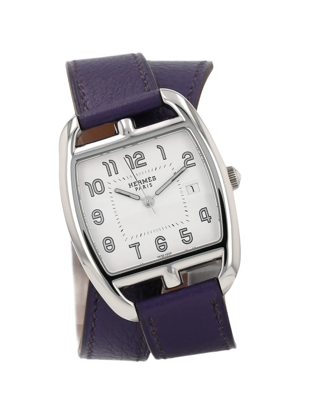 Pre-owned Hermes 2010 36mm Cape Cod Tonneau Ardillon Buckle Watch In White