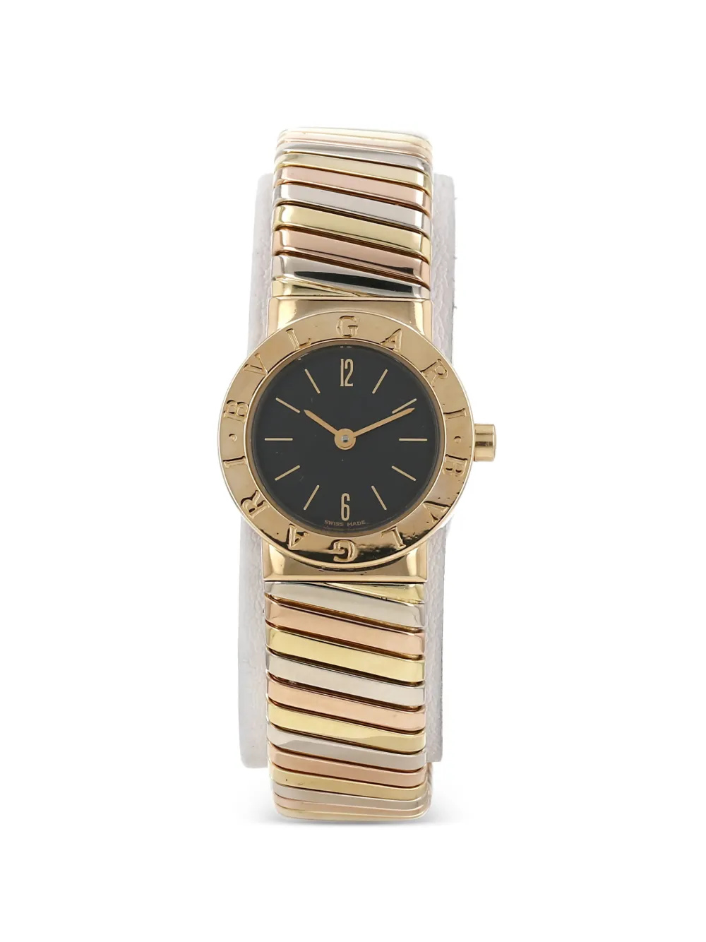 Bvlgari Pre-Owned 2000 23mm Gold Bezel tubogas bracelet watch - Nero