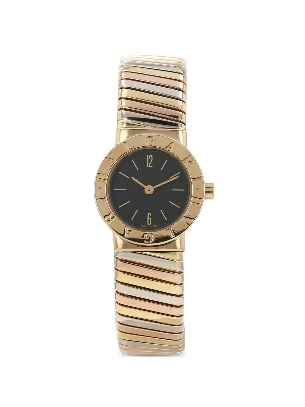 Bvlgari Pre-Owned 2000 23mm Gold Bezel tubogas bracelet watch - Nero