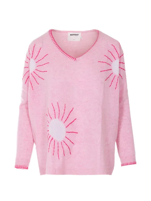 Not Shy embroidered V-neck sweater