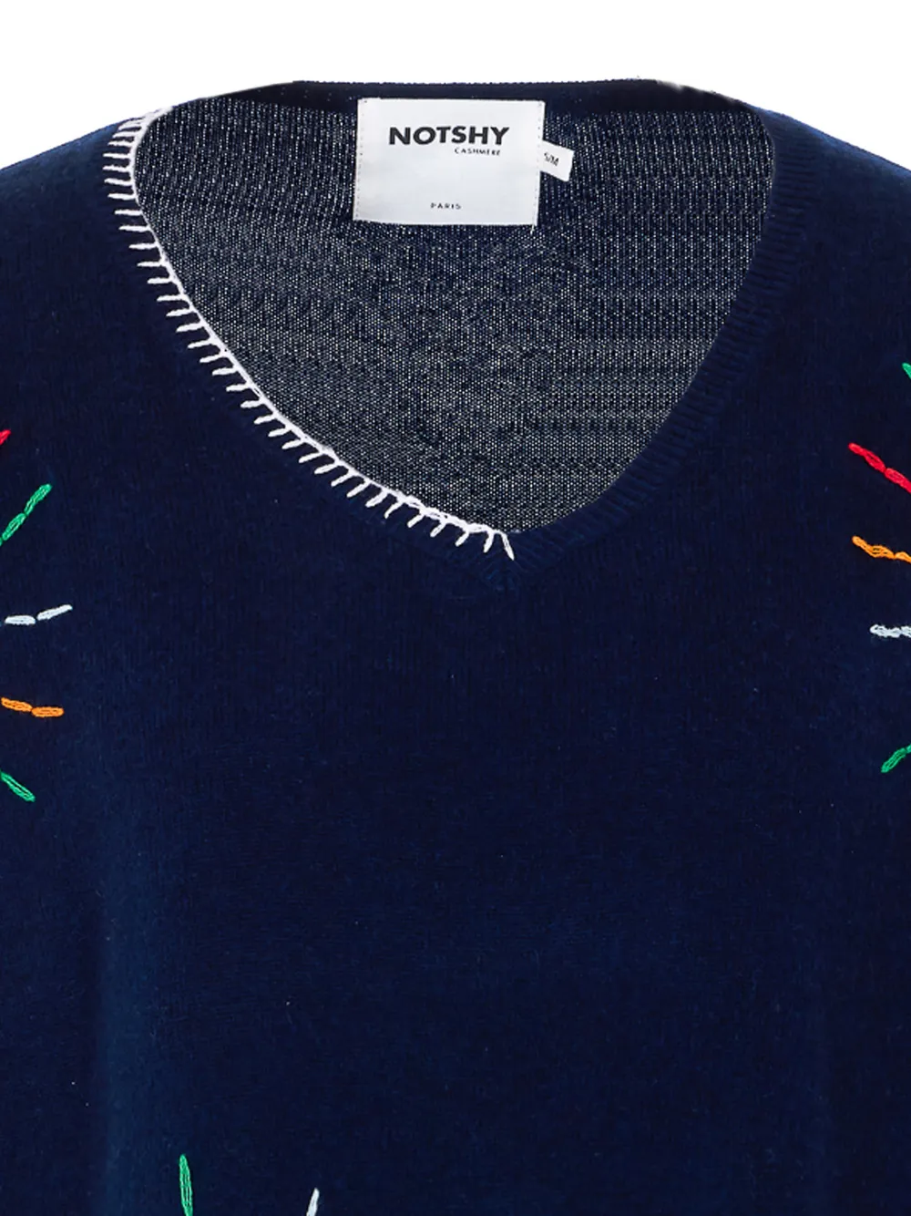  Not Shy Embroidered V-neck Cashmere Sweater - Blue 