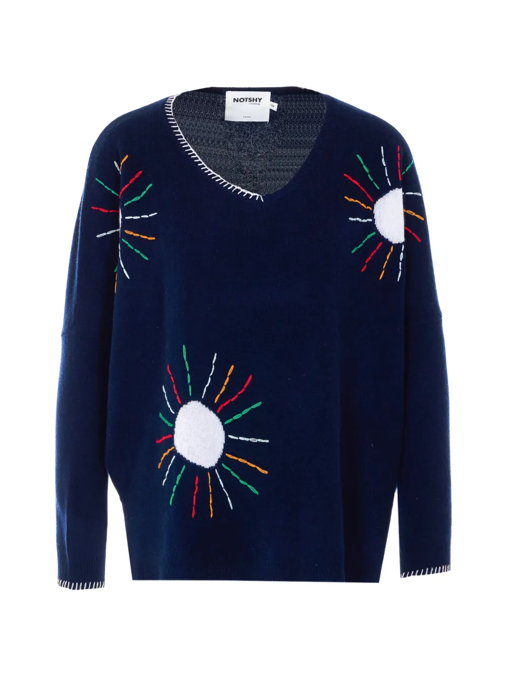 Not Shy embroidered V-neck cashmere sweater - Blu