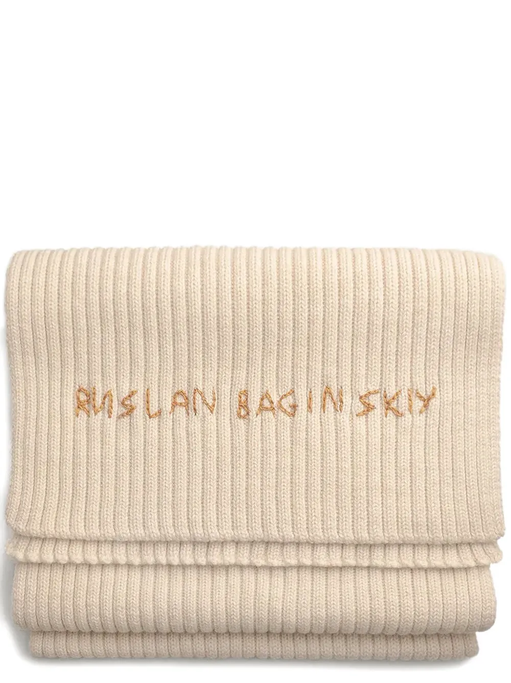 Ruslan Baginskiy Geribbelde sjaal met geborduurd logo Beige