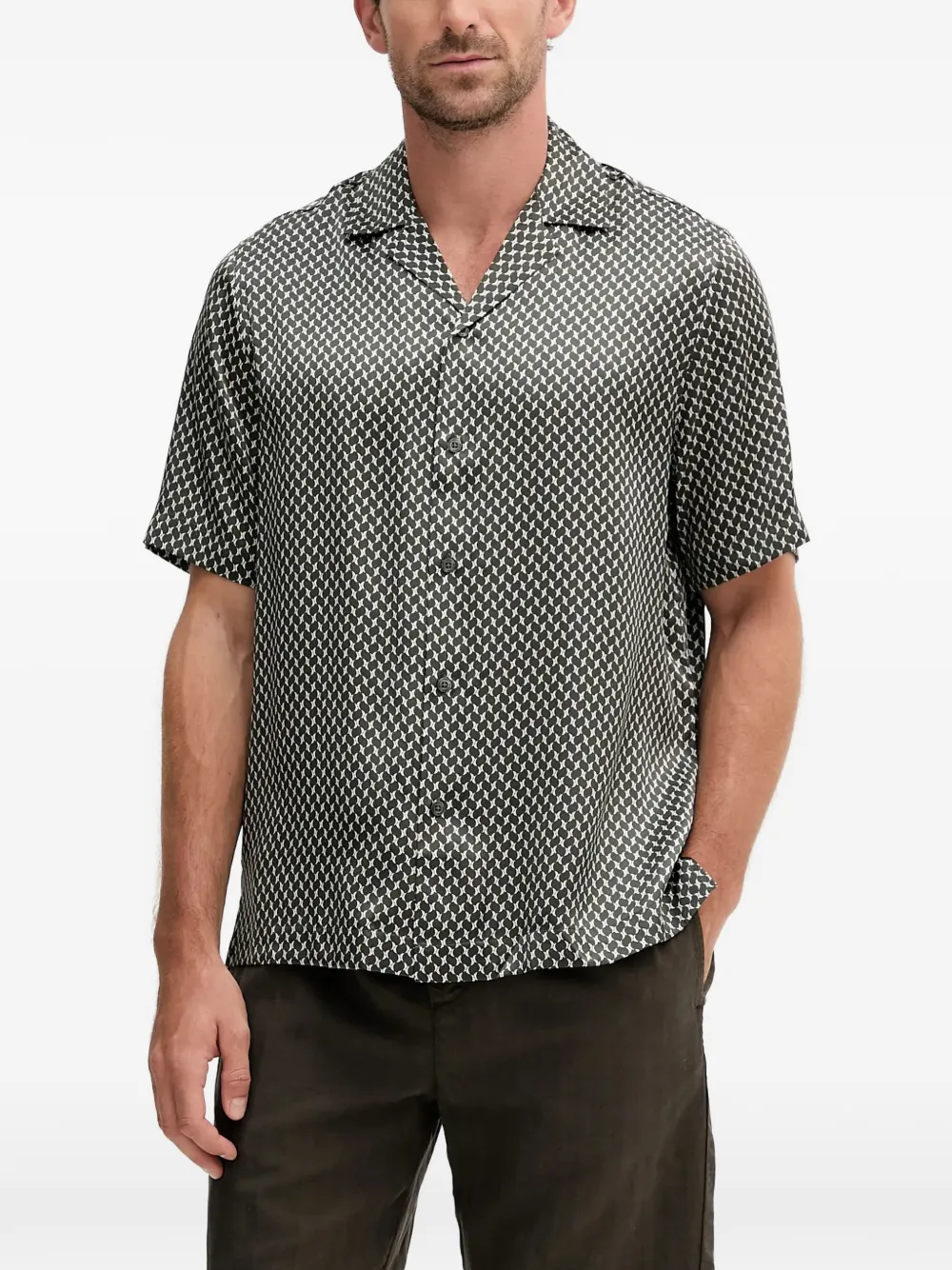 Frescobol Carioca camp-collar patterned shirt - Nero