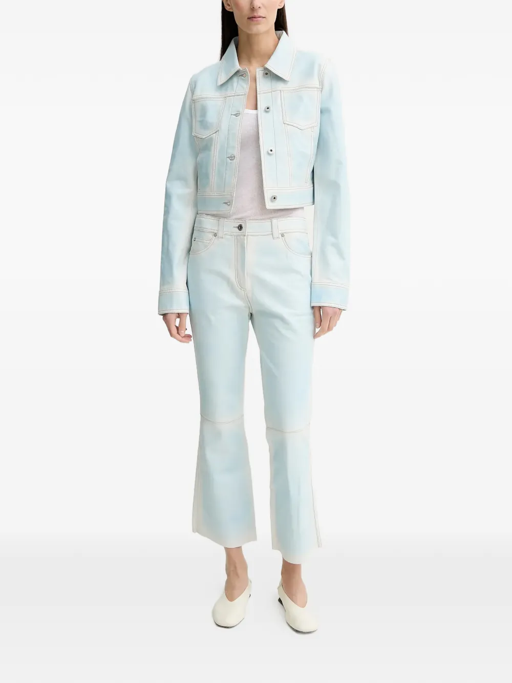  Stand Studio Michaela Belt-loop Leather Trousers - Blue 