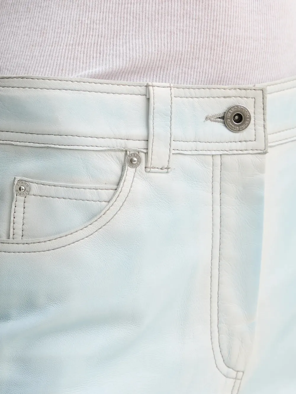 STAND STUDIO Michaela leren broek met riemlus Blauw