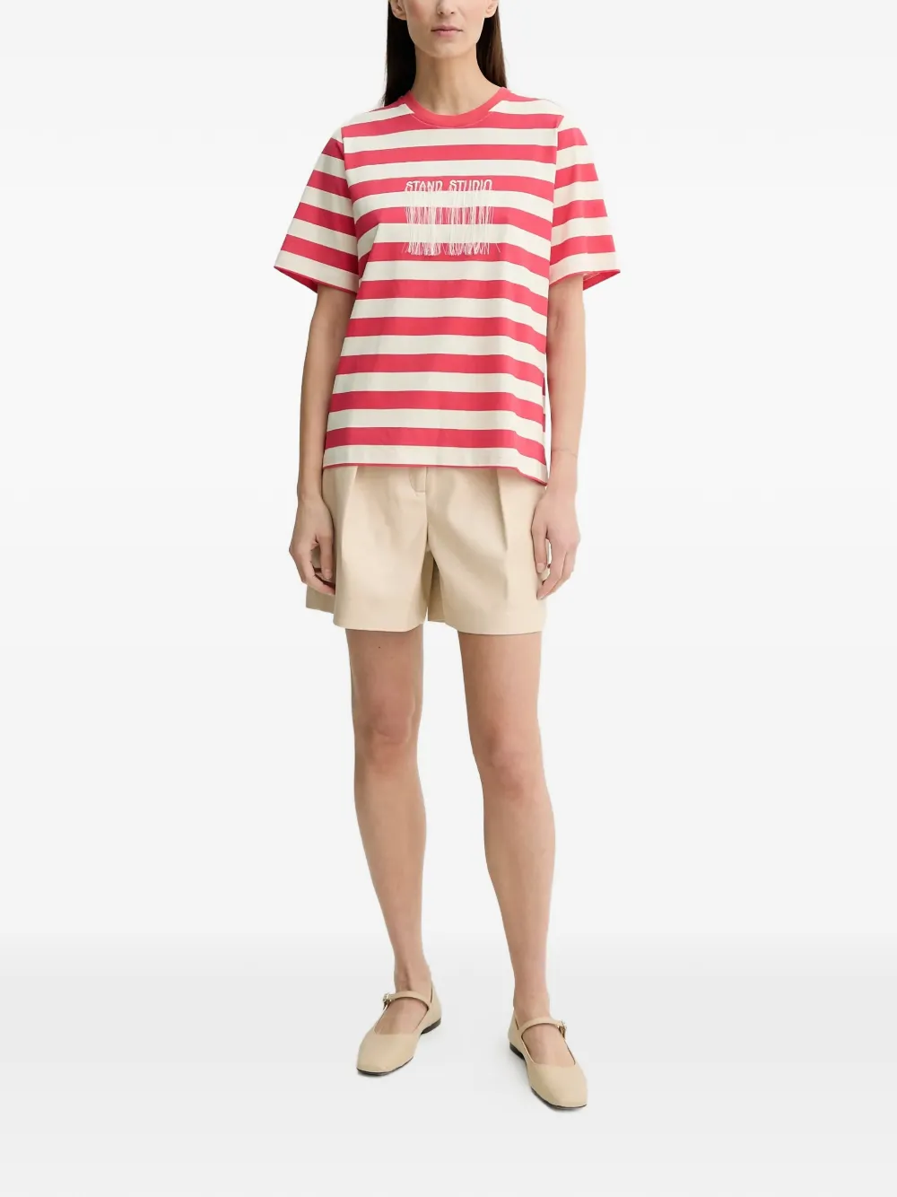 STAND STUDIO Belen belt-loop pleated shorts - Toni neutri