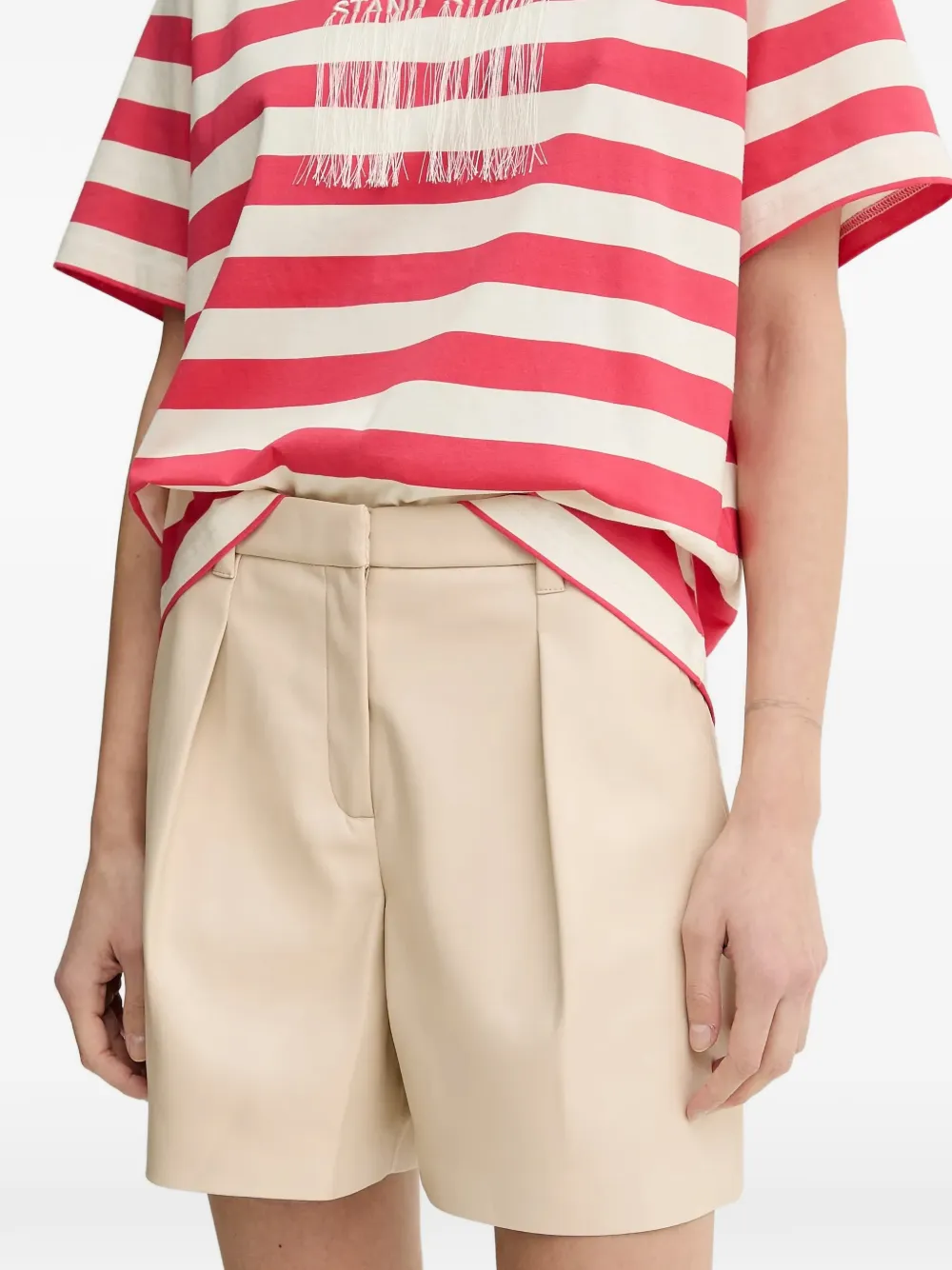 STAND STUDIO Belen belt-loop pleated shorts - Toni neutri