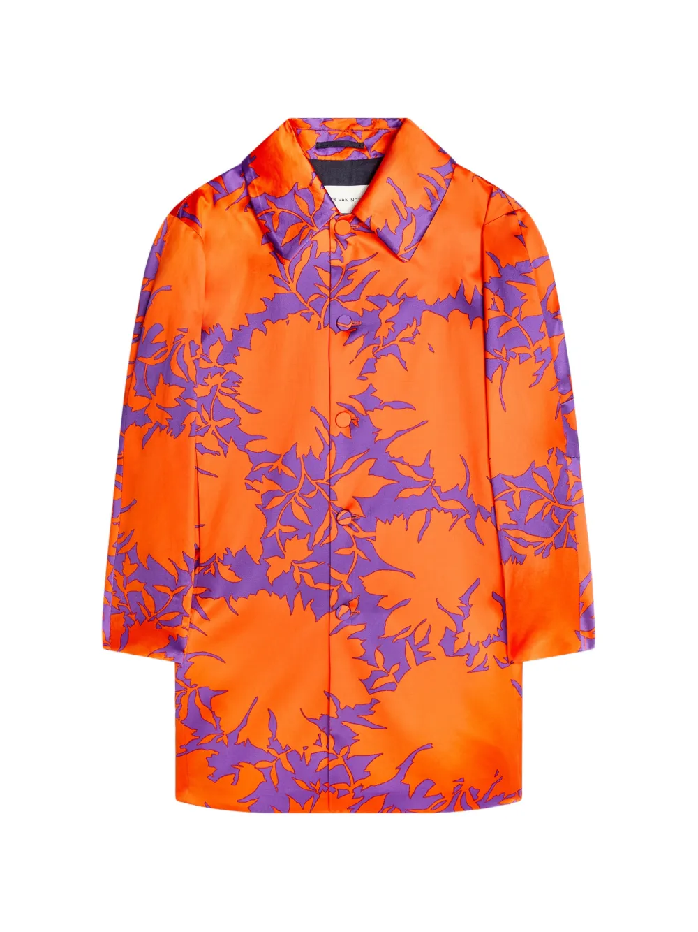 DRIES VAN NOTEN printed button coat - Arancione