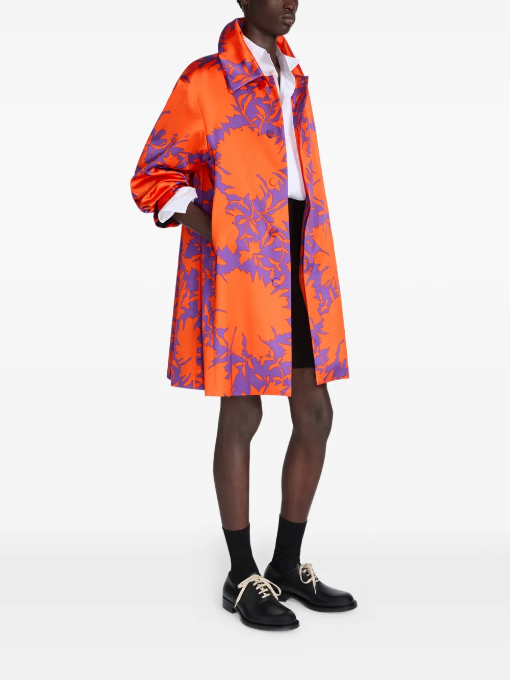  Dries Van Noten Printed Button Coat - Orange 