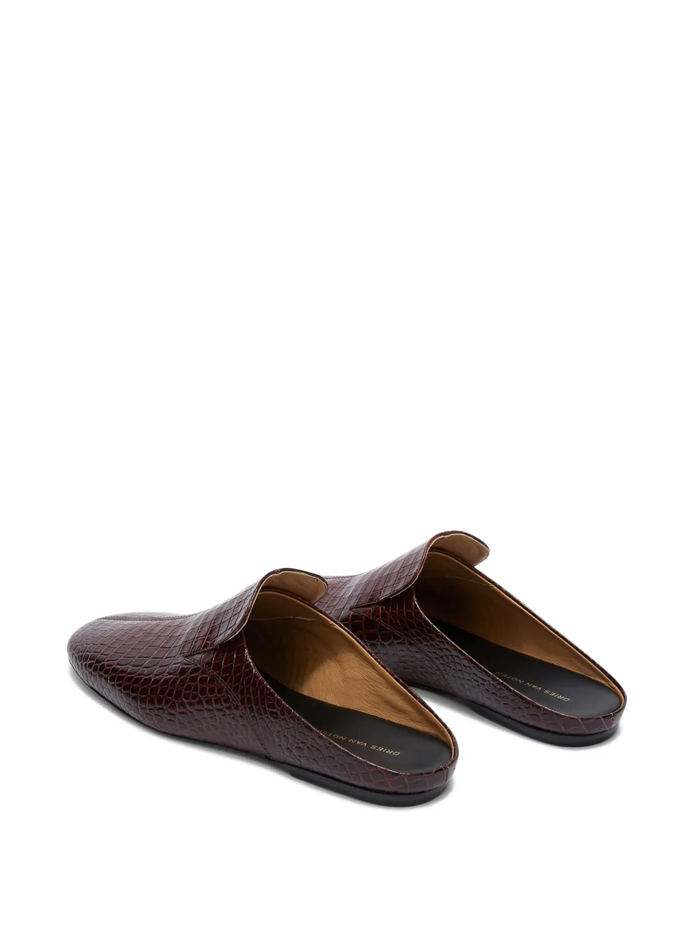 DRIES VAN NOTEN Leren muiltjes met reliëf Bruin