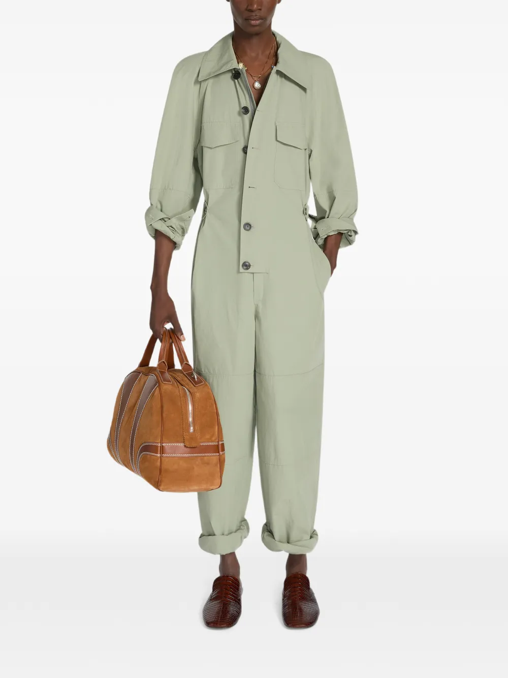 DRIES VAN NOTEN Leren muiltjes met reliëf Bruin