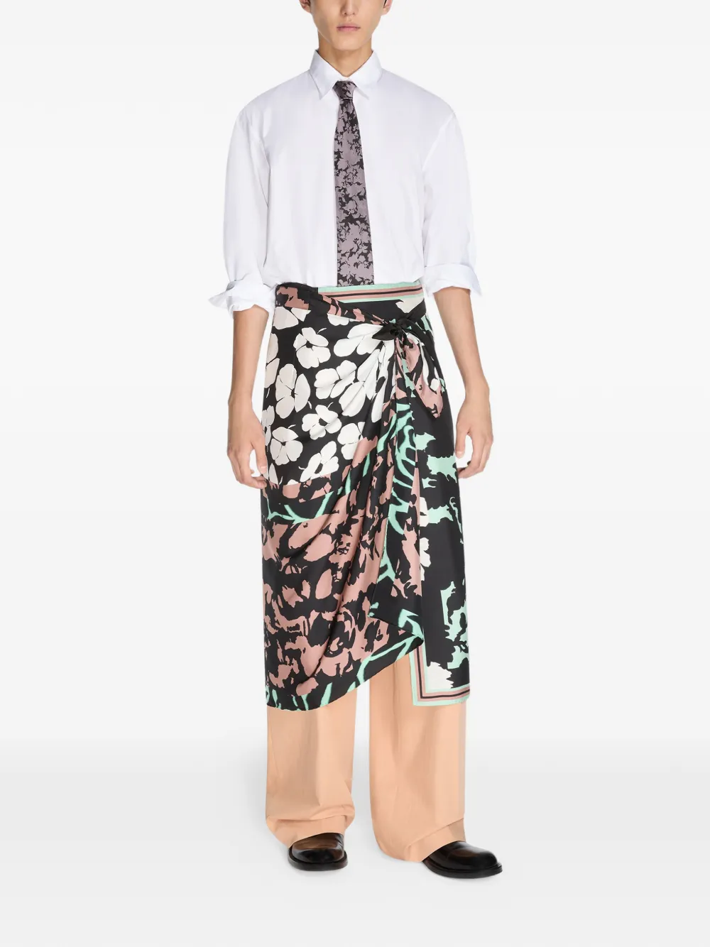  Dries Van Noten Printed Silk Tie - Purple 
