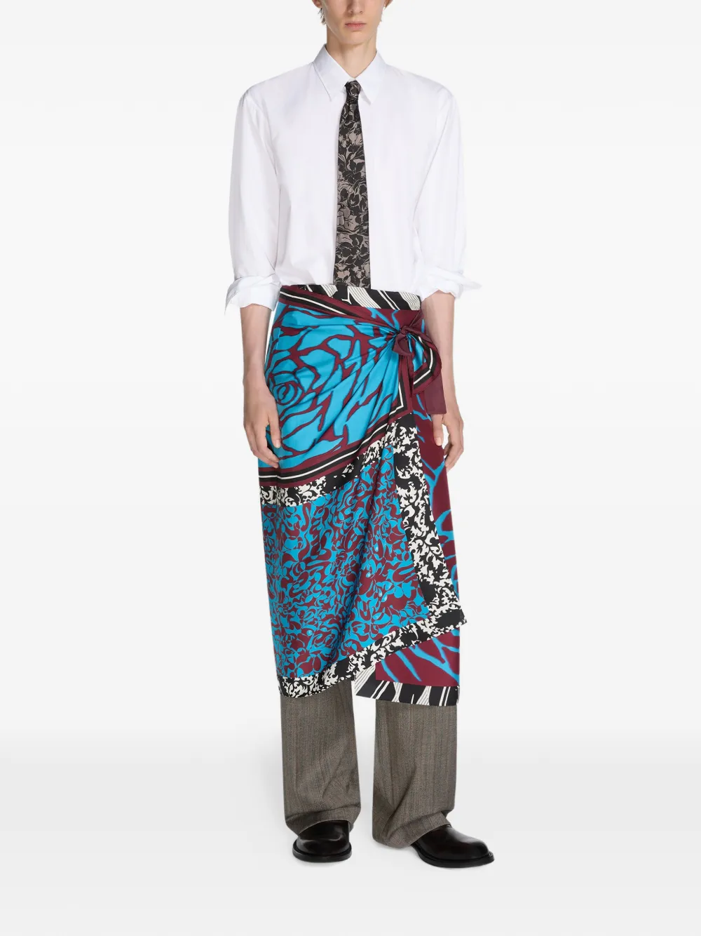 DRIES VAN NOTEN printed silk tie - Nero