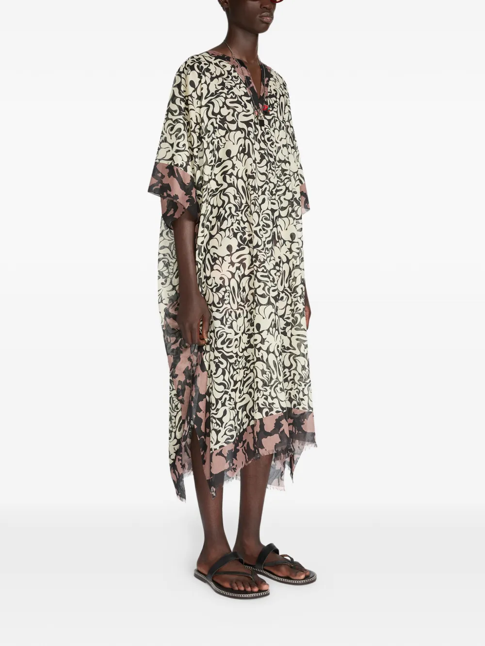  Dries Van Noten Printed Kaftan - Neutrals 