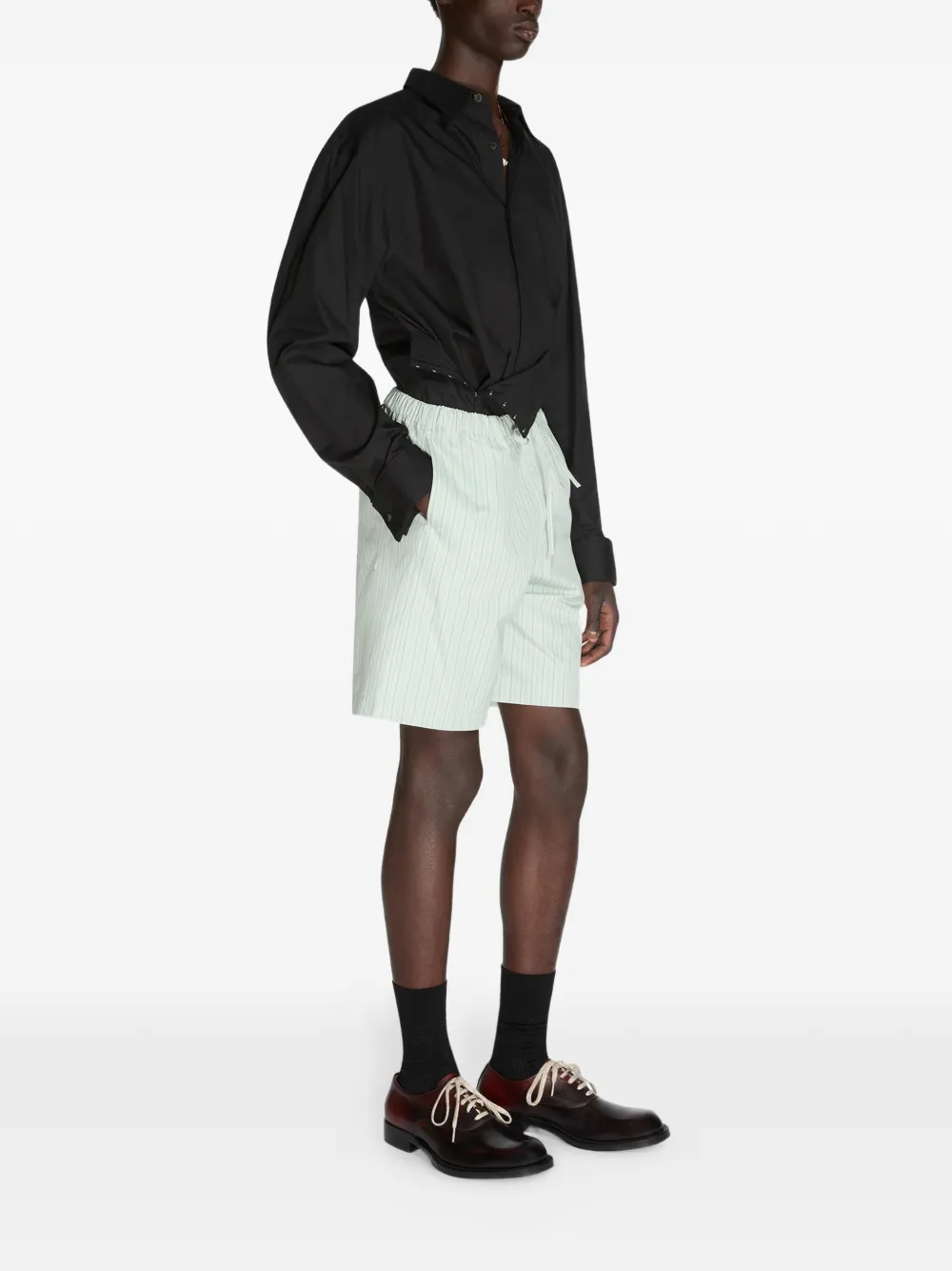  Dries Van Noten Striped Drawstring Shorts - Green 