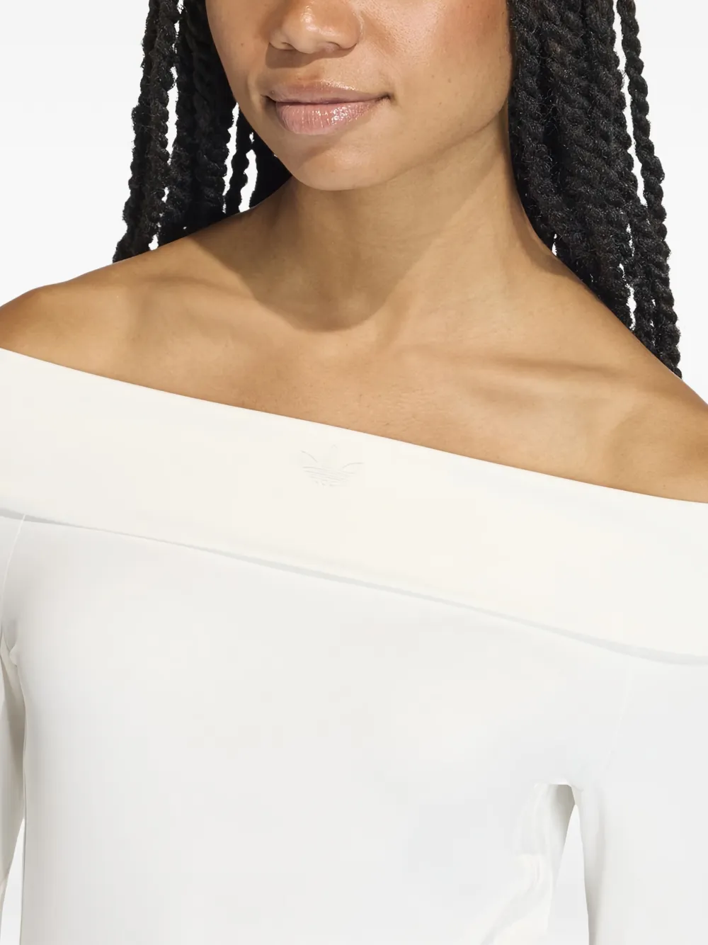 adidas Off-shoulder top met lange mouwen Wit