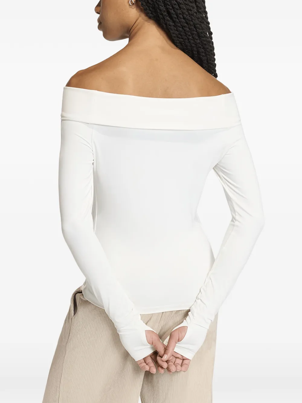 adidas Off-shoulder top met lange mouwen Wit