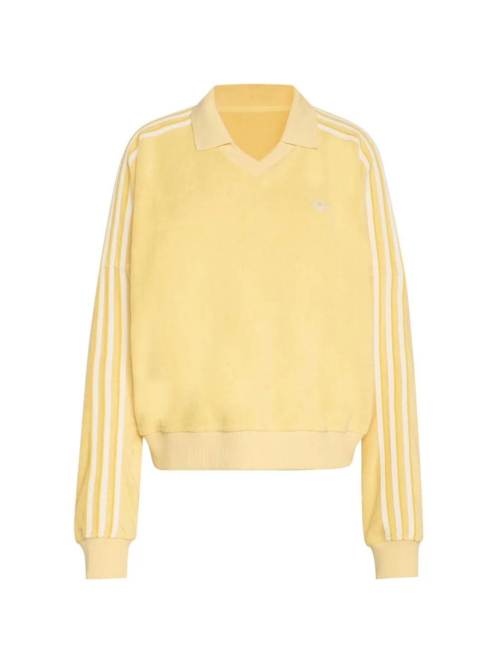 Adidas Originals V-neck 3-stripes Sweatshirt In Yellow
