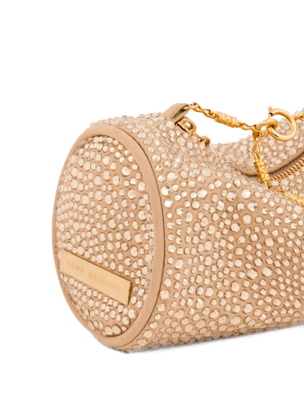 Gemy Maalouf Verstelbare clutch verfraaid met kristallen Beige