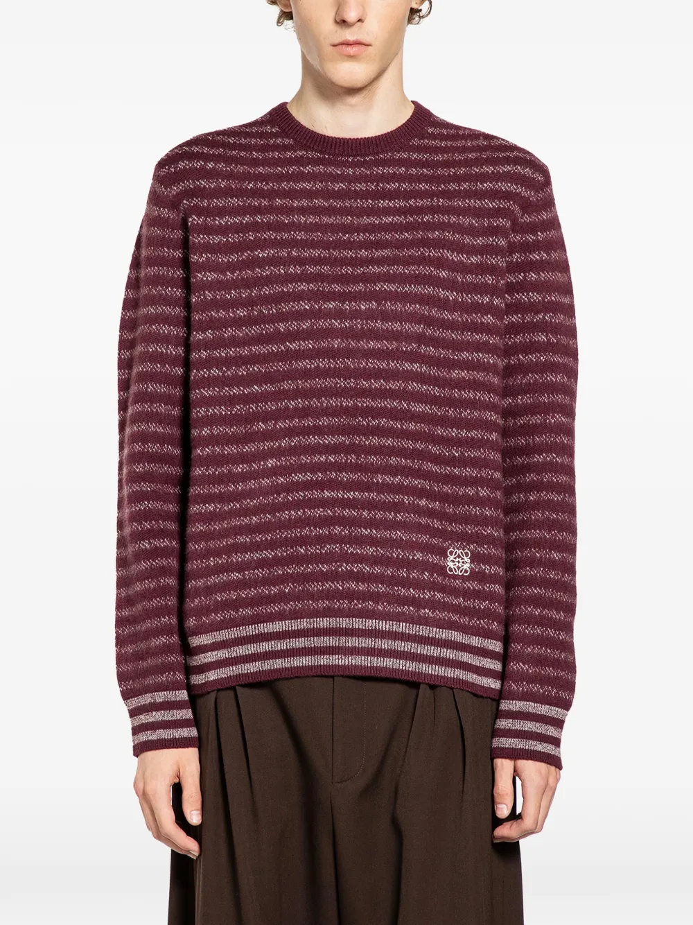 LOEWE striped crew-neck sweater - Brown