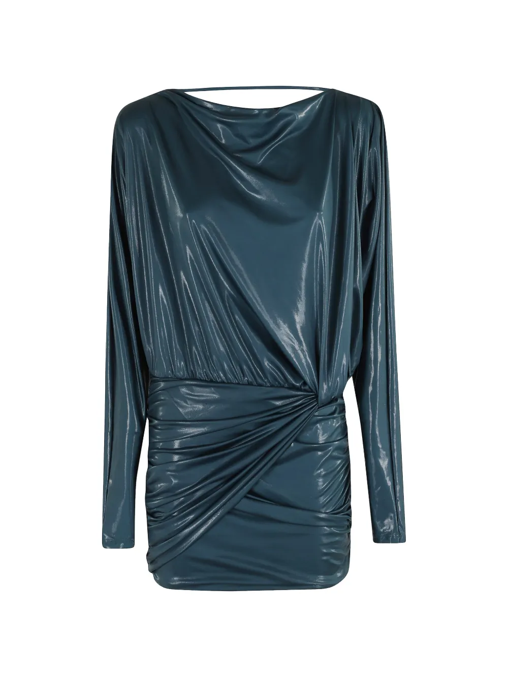 THE ANDAMANE long-sleeved draped mini dress - Blauw