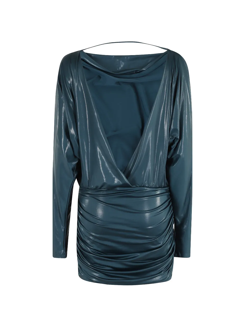 THE ANDAMANE long-sleeved draped mini dress - Blu