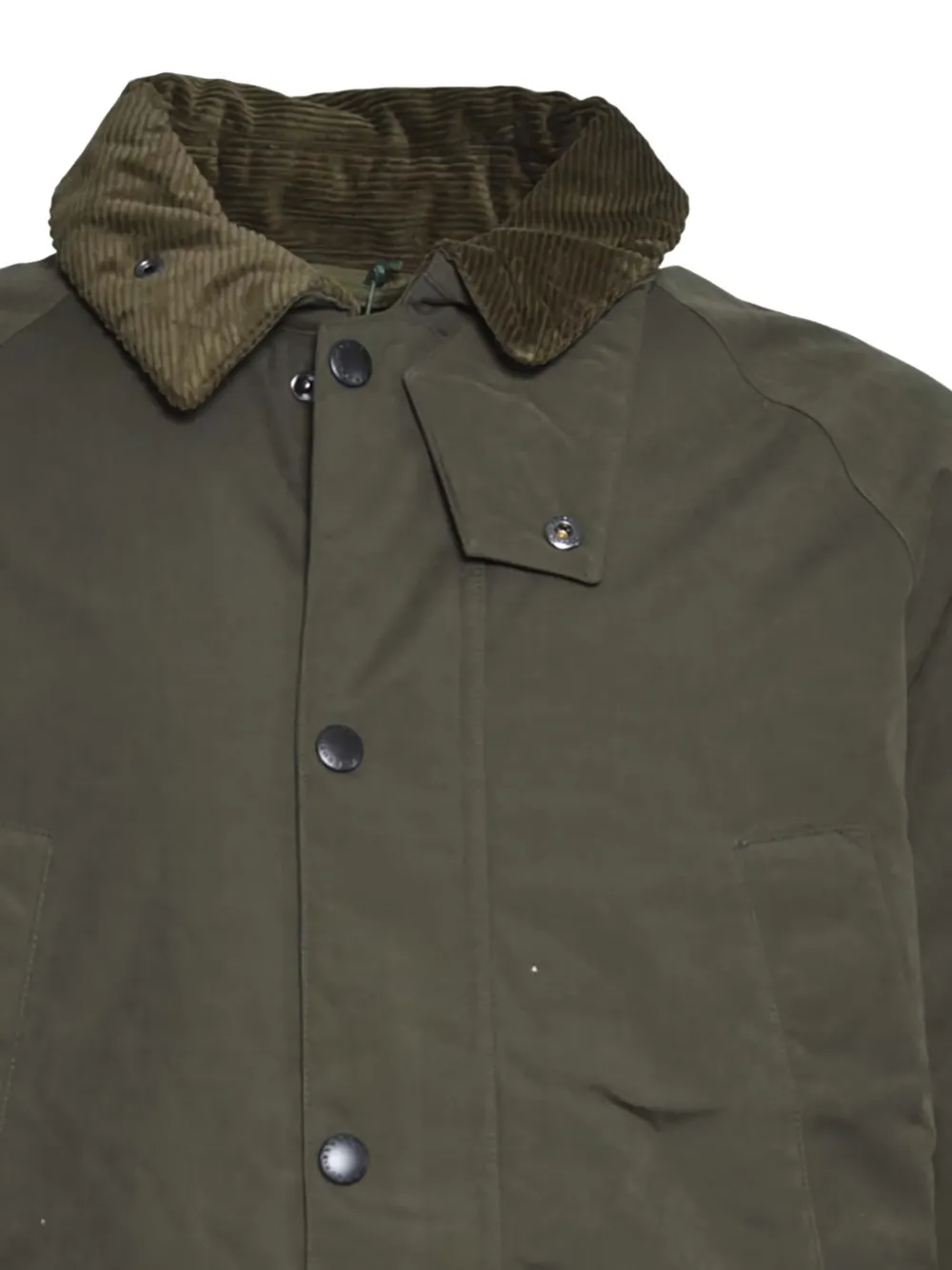 Barbour Jas met enkele rij knopen en ribfluwelen kraag Groen