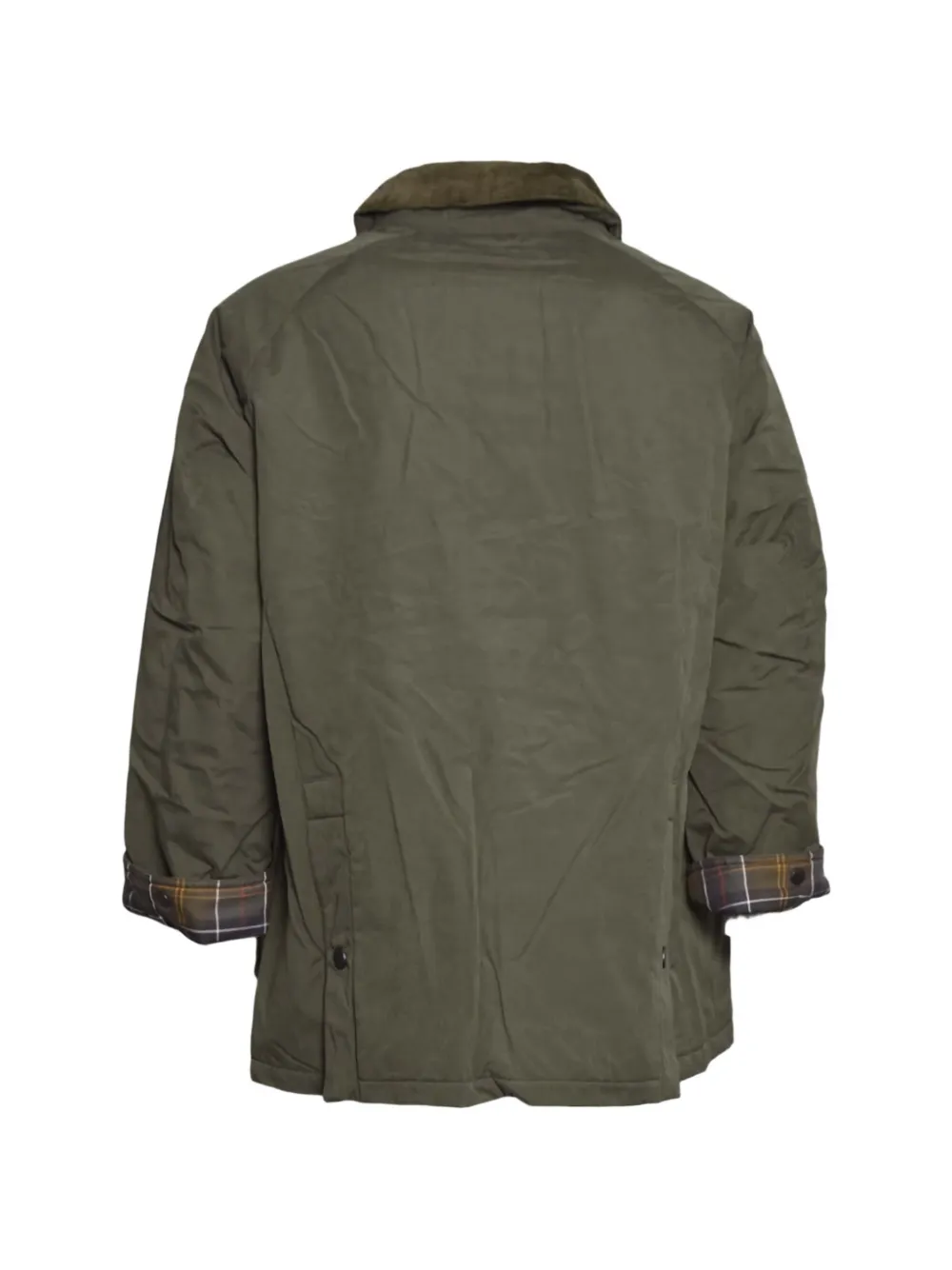 Barbour Jas met enkele rij knopen en ribfluwelen kraag Groen