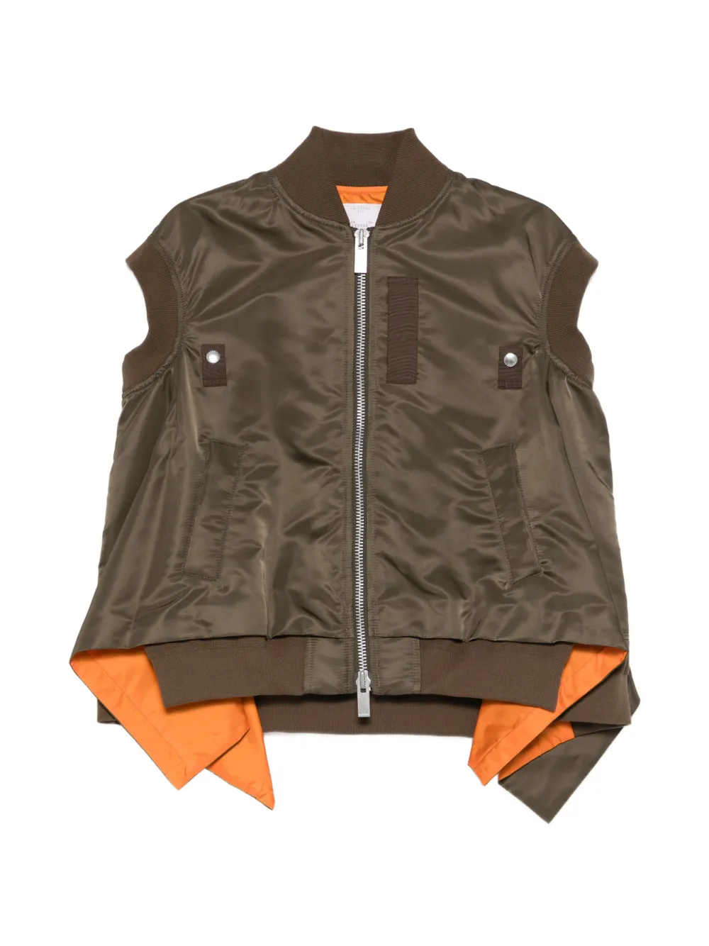 sacai zip sleeveless gilet - Verde