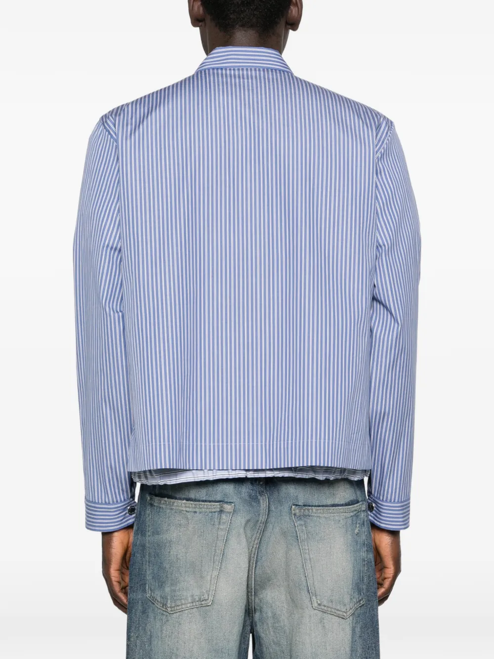 週末価格　sacai サイズ2 プルオーバー　シャツ Sacai ストライプ オーバーシャツ | ブルー | FARFETCH JP